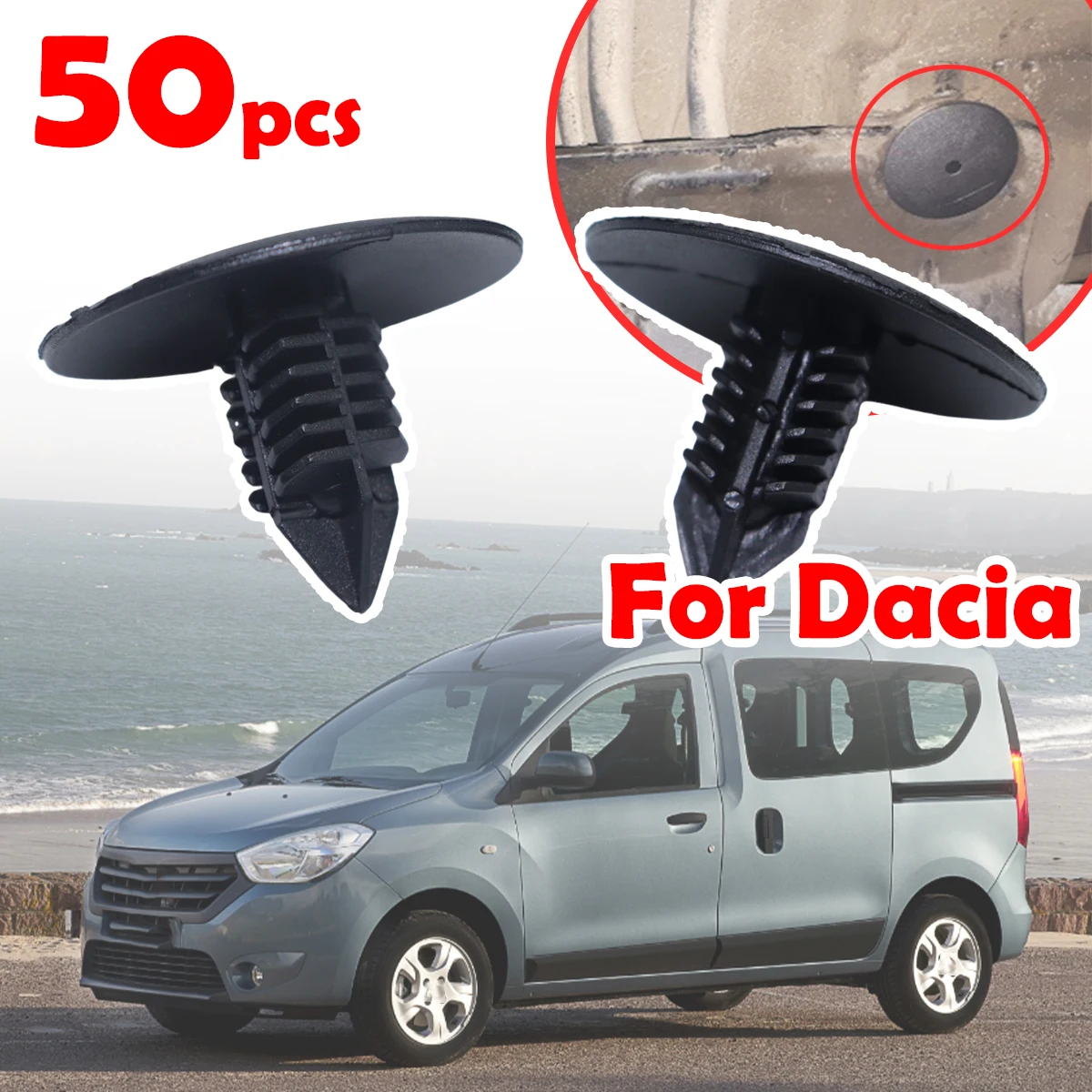 

50pcs Car Wheel Arch Liner Splash guard Clips Plastic Fastener For Dacia DOKKER LOGAN SANDERO 7703077435 Tool-Free Installation