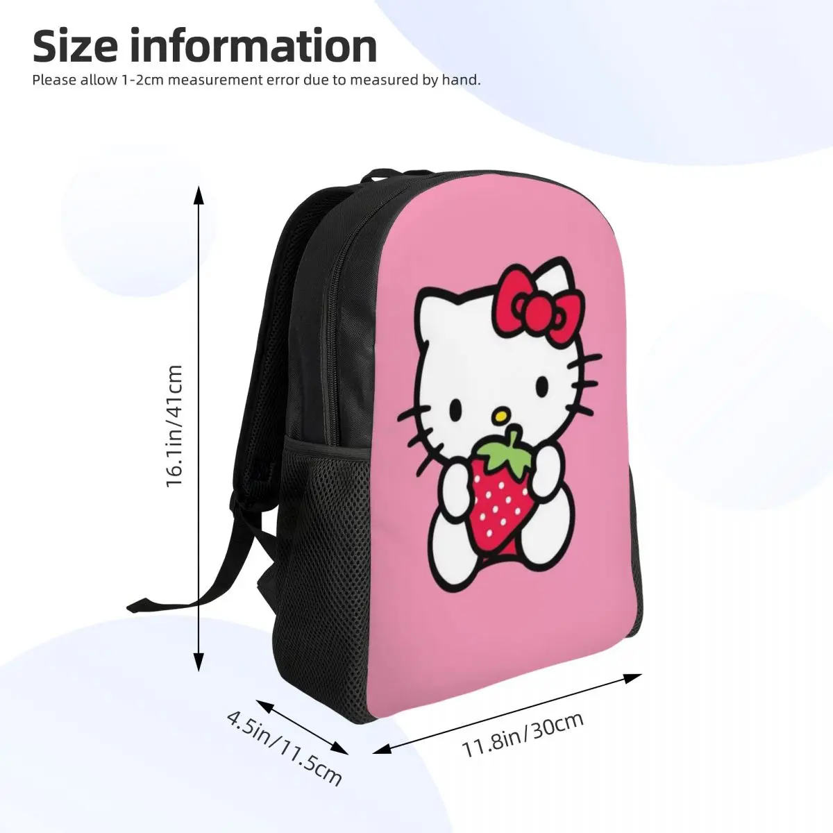 Custom Sanrio Hello Kitty Backpack for Girls Boys Cartoon College School Travel Bags Men Women Bookbag Fits 15 Inch Laptop