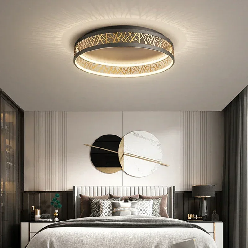 Imagem -03 - Moderno Circular Led Luz de Teto Brilho Ajustável Nordic Calor Ninho Pássaro Quarto Decoração para Casa Luzes Teto Interior