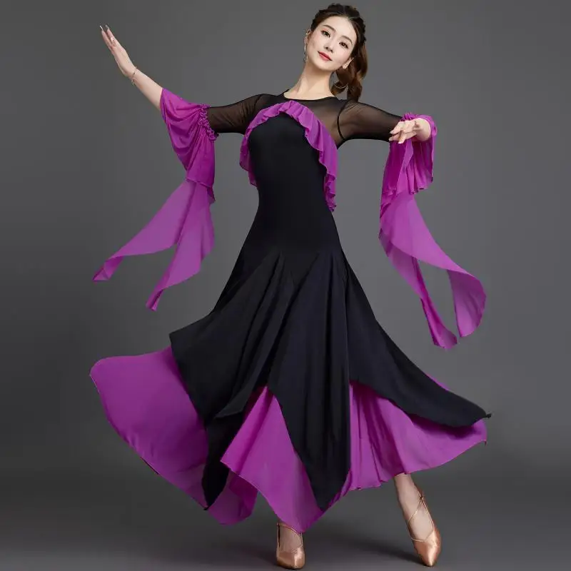 

2026 New Modern Dance Dress Practice Clothes National Standard Waltz Friendship Dance Competition Performance Dress 7242