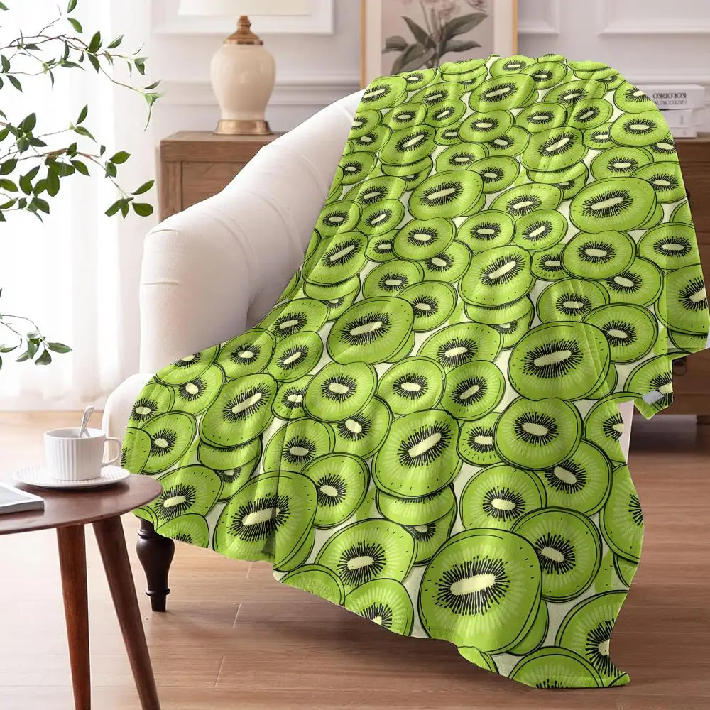 Kiwi Fruit Pattern Throw Soft Flannel AC Blanket Lightweight Summer Nap Throw Cozy  Blanket for Sofa Bed Travel Home