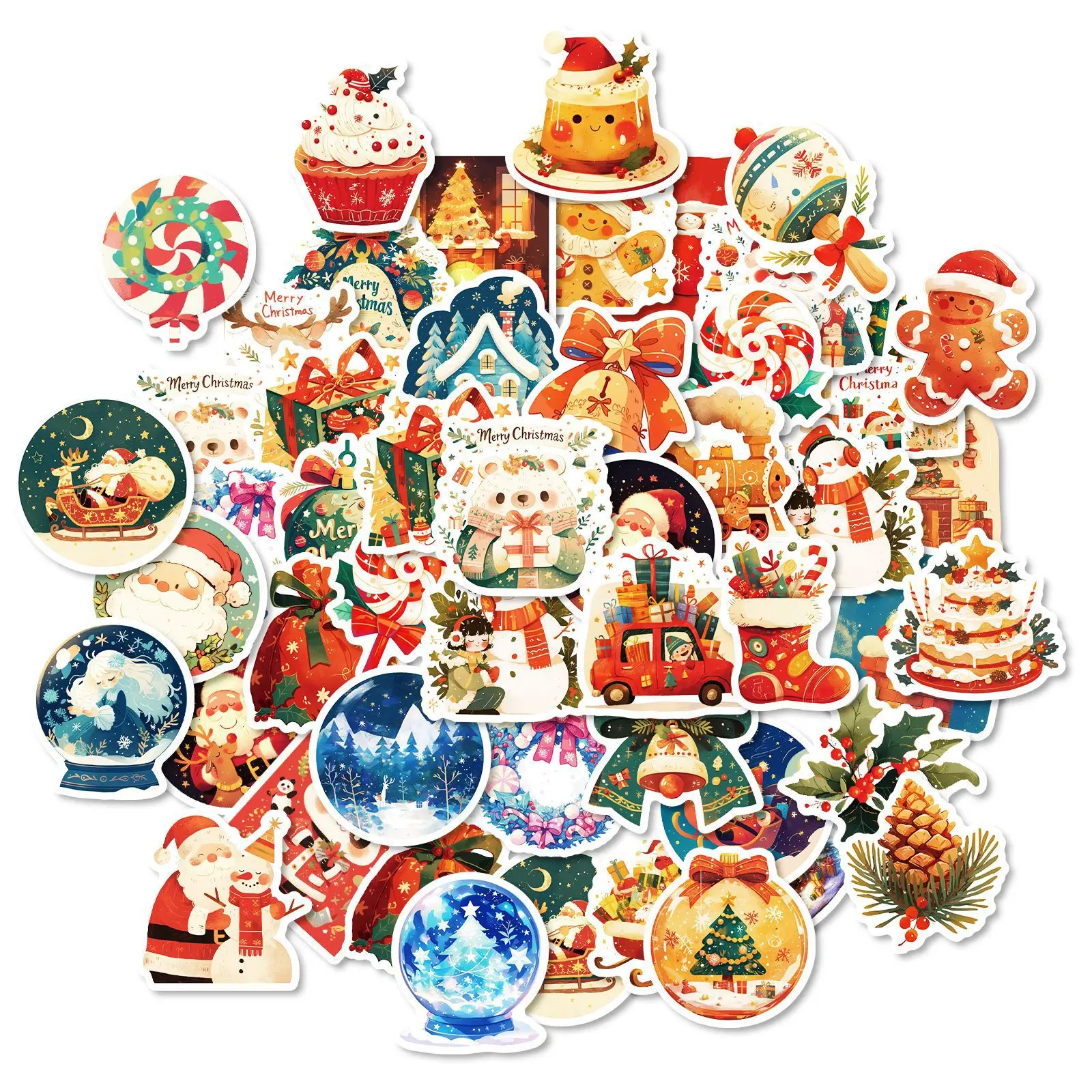 10/30/50PCS Christmas Day Celebration Cartoon Cute Gingerbread Man Graffiti Sticker Decorative Luggage Guitar Waterproof Decal