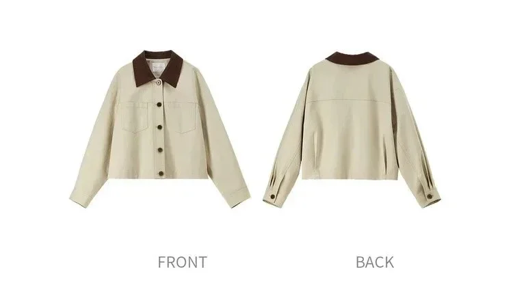 SENTUBILA Damen Khaki Trenchcoat 2026 Frühling Kariert Locker Langarm Kurze Jacke Minimalistische Kleidung für Damen 161WB5791 – Detail 28