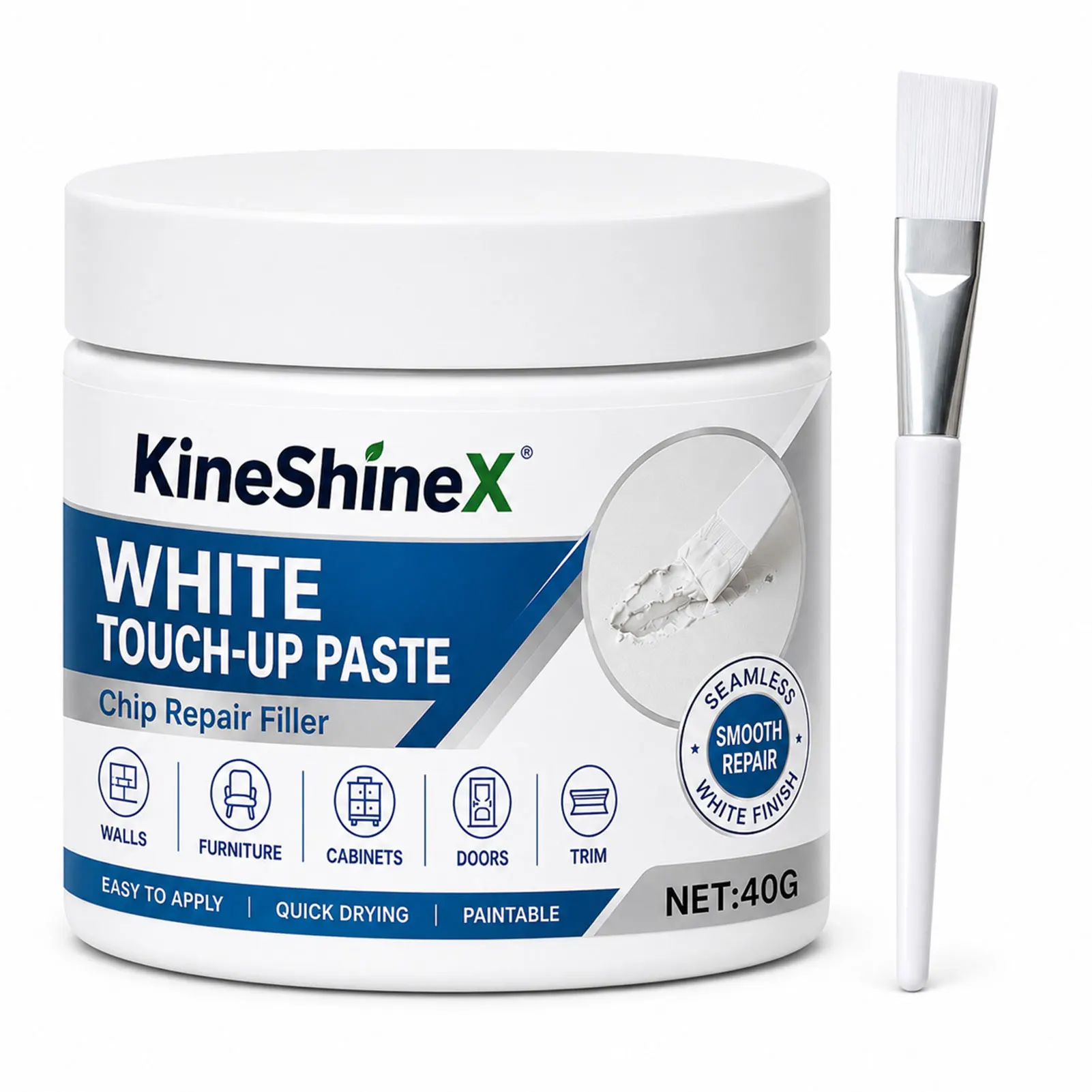 White Furniture Repair Paste Professional Wall Fix Mending Agents Scratch Stain Repair With Brush for Wall Cabinet Door Scratch