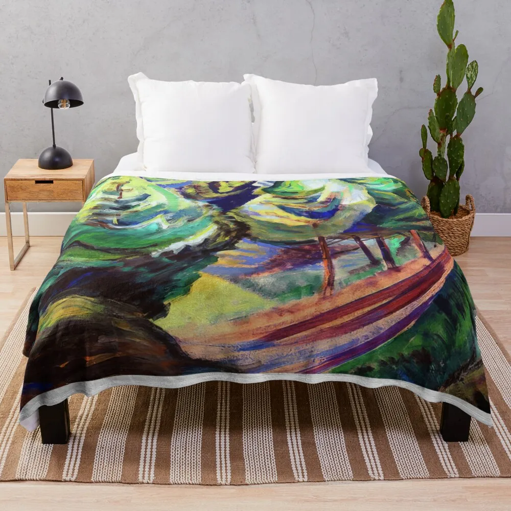

path among the pines - Emily-Carr Throw Blanket Soft Beds sofa bed Large Blankets