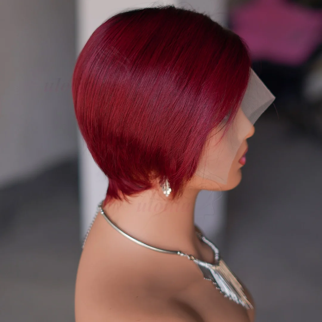 99JPixie Cut 13x4 Transparente Lace-Front-Perücken für Frauen, kurze Bob-Perücke, Inidan, vorgezupfte Lace-Frontal-Perücke aus Echthaar, 200 Dichte – Detail 23