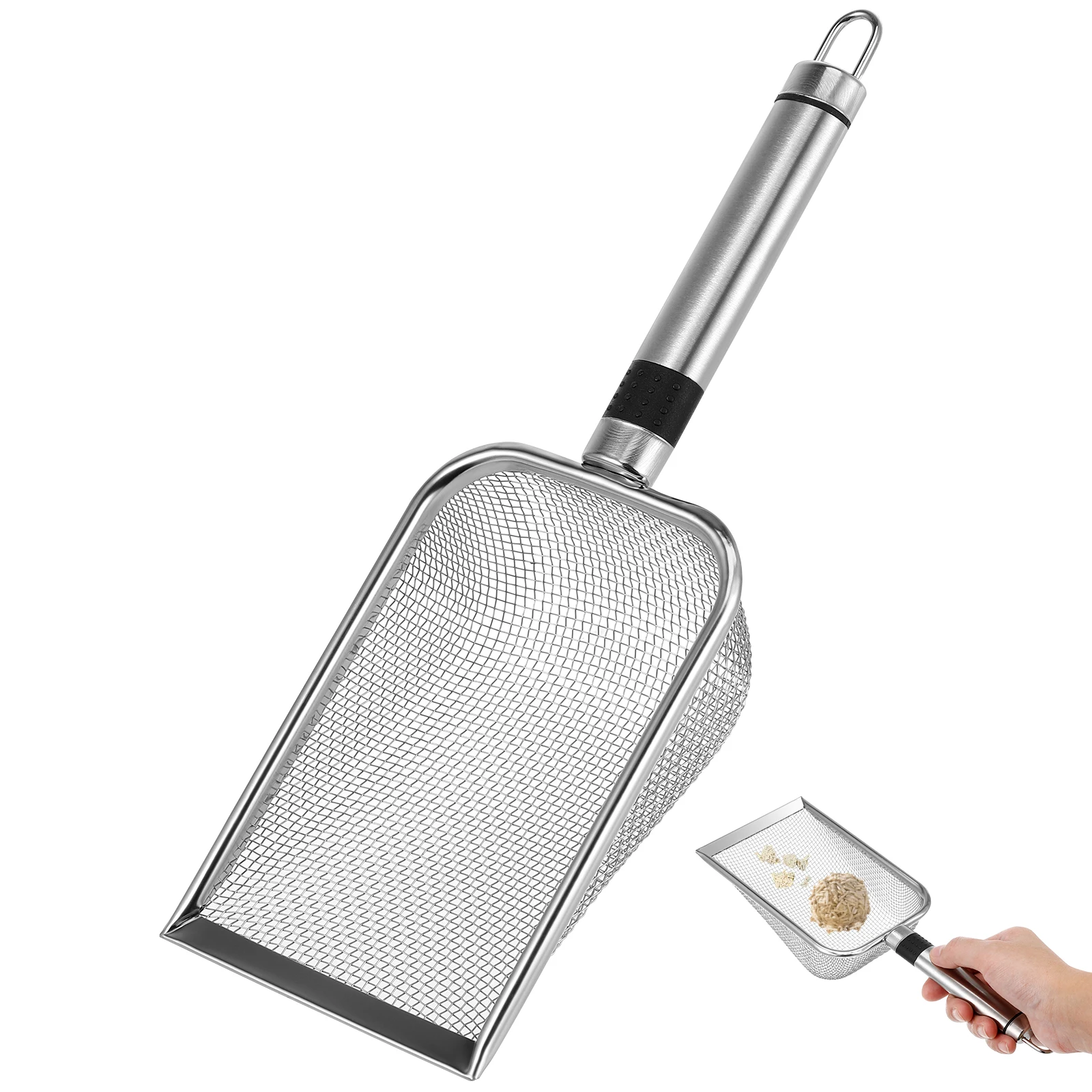

Stainless Steel Cat Litter Scoop Large Sifting Liner Ergonomic Metal Mesh Clumping Sand Sifter Litter Box Cleaner Practical