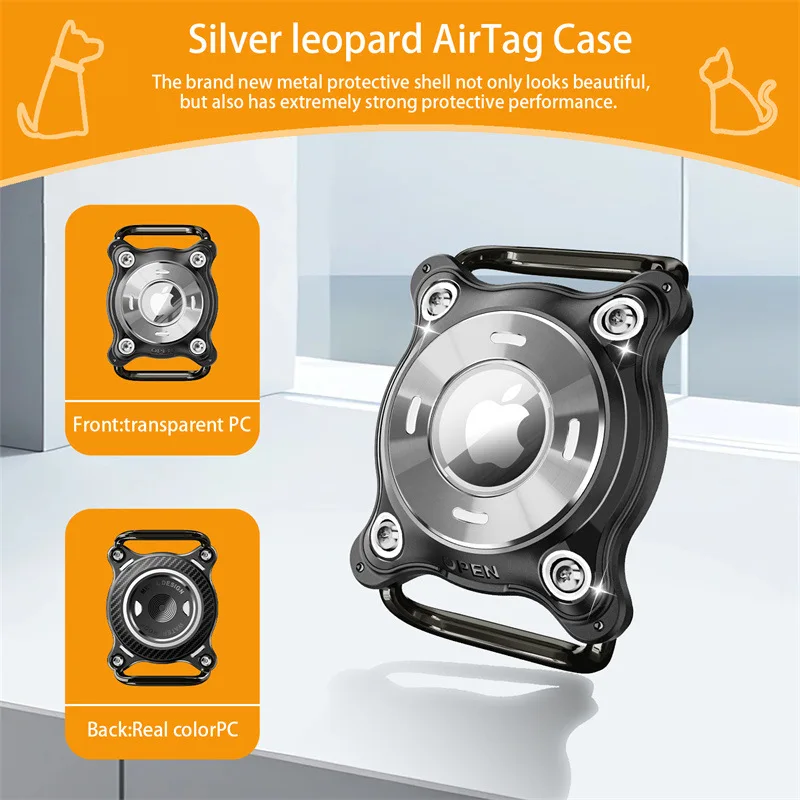 Airtag Holder for Dog Collar Airtag Collar Dog Holder with Removable Metal Loops Fit 1.2 inch Width Collar for Apple Airtag Case