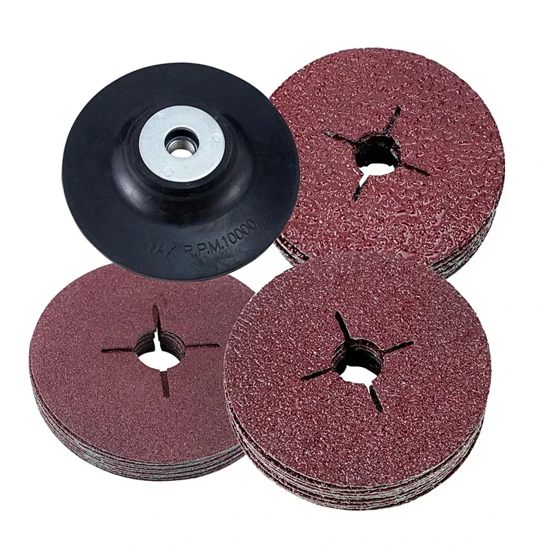 30/50PCS 115mm Angle Grinder Cross Hole Steel Paper Sandpaper Grinding Disc Polishing Grinding Sheet 24#36#40#60#80#120#