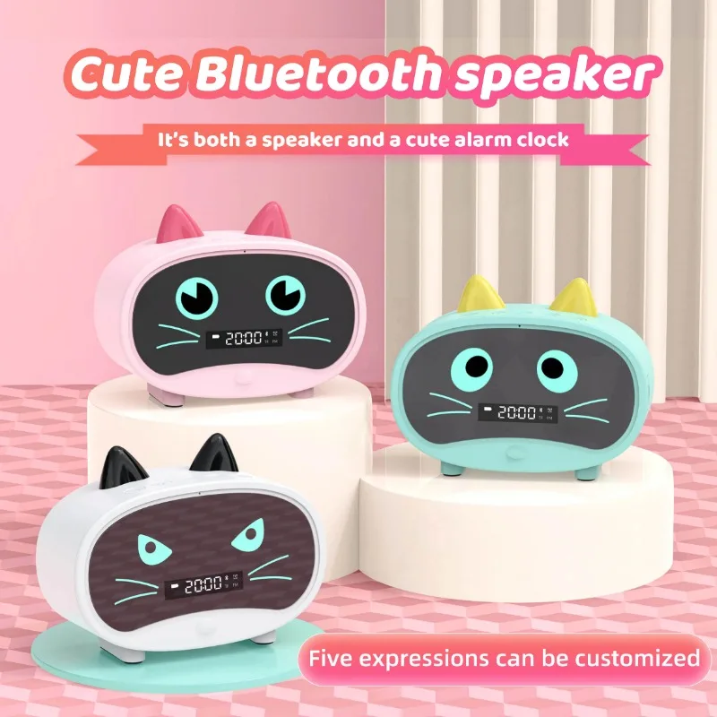 Cut Speaker Cat Design Build In Battery Tws Bass Stereo Multi Expression Children Mini Wireless Speaker Gift