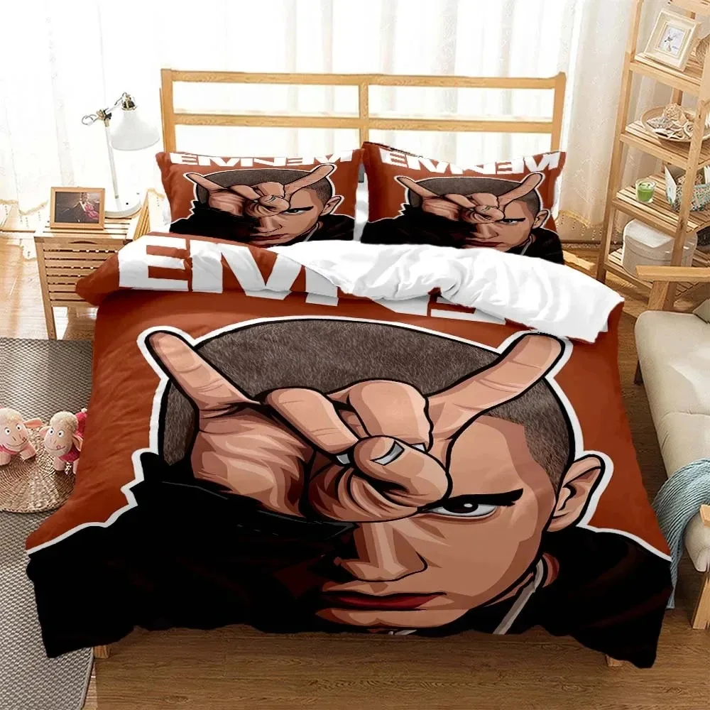 3D Print Hip Hop Eminem Bedding Set Double Twin King Duvet Cover Comforter Pillowcase Boys Girls Adults Bedroom (1)