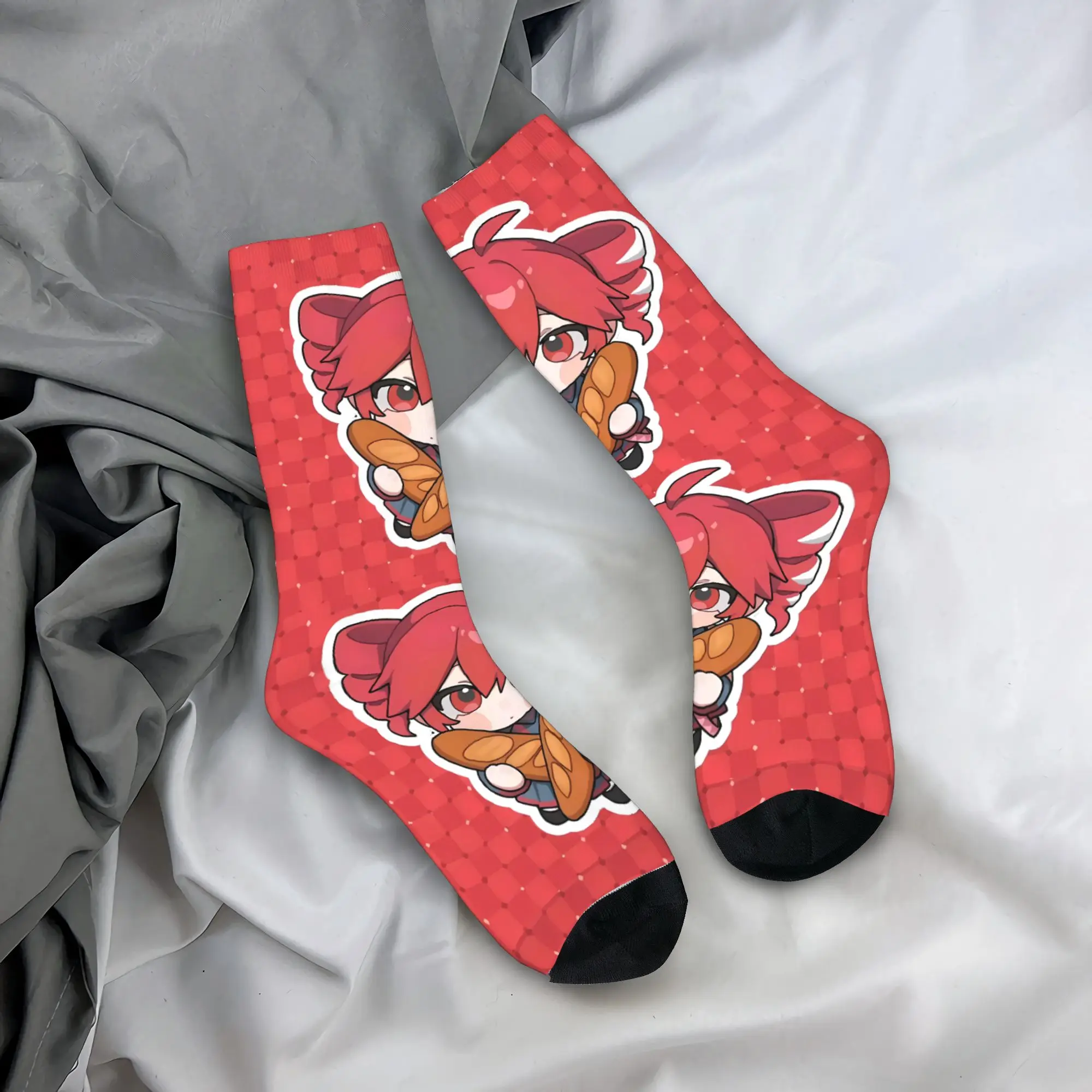 Kasane Teto Bread Chibi Cute Socks  Pattern Stockings Anti Skid Women Men Socks Breathable Autumn Fashion Running Socks
