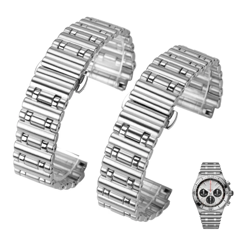 High quality solid metal Strap For Breitling mechanical timing 316L fine Stainless steel watch Super Ocean watchband 22mm 24mm