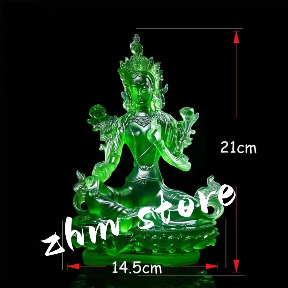 

21cm Resin Green Tara Sculpture Bodhisattva Efficacious Decorate Statue Figurine