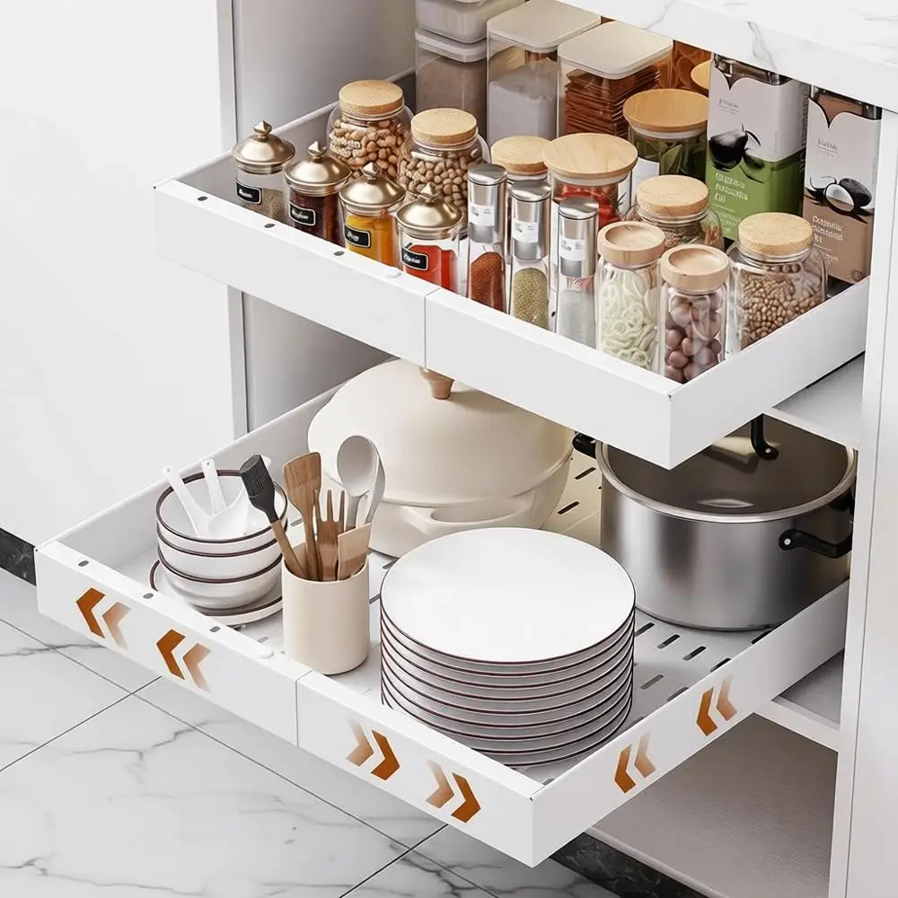 

Выдвижной органайзер для шкафов 21 Deep Pull-Out, регулируемые выдвижные полки для кухонных шкафов, ширина 12.05-20.4 дюйма