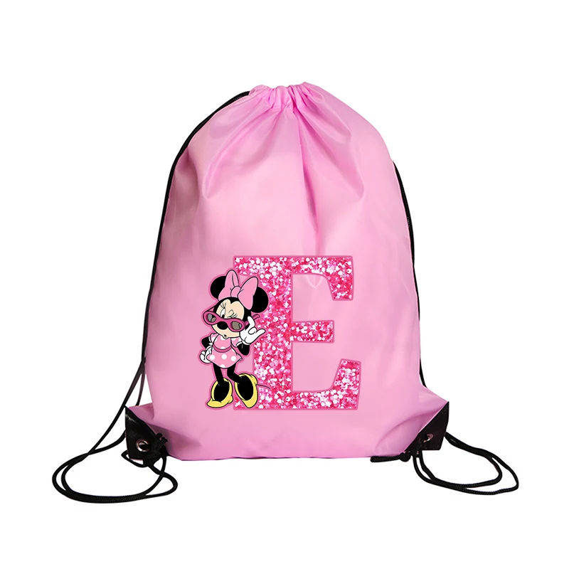 Minnie Mickey Mouse Disney Drawstring Bag Sports Waterproof Backpack Bundle Pocket Terylene Basketball Bags Cartoon Anime Gifts