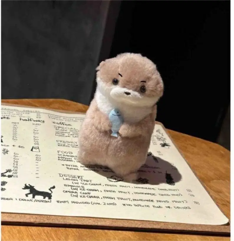 Cute Otters Holding Fish Plush Keychain Lightweight Hanging Pendant Props For School Bag Backpack Keyring For Boy Girl Women Men