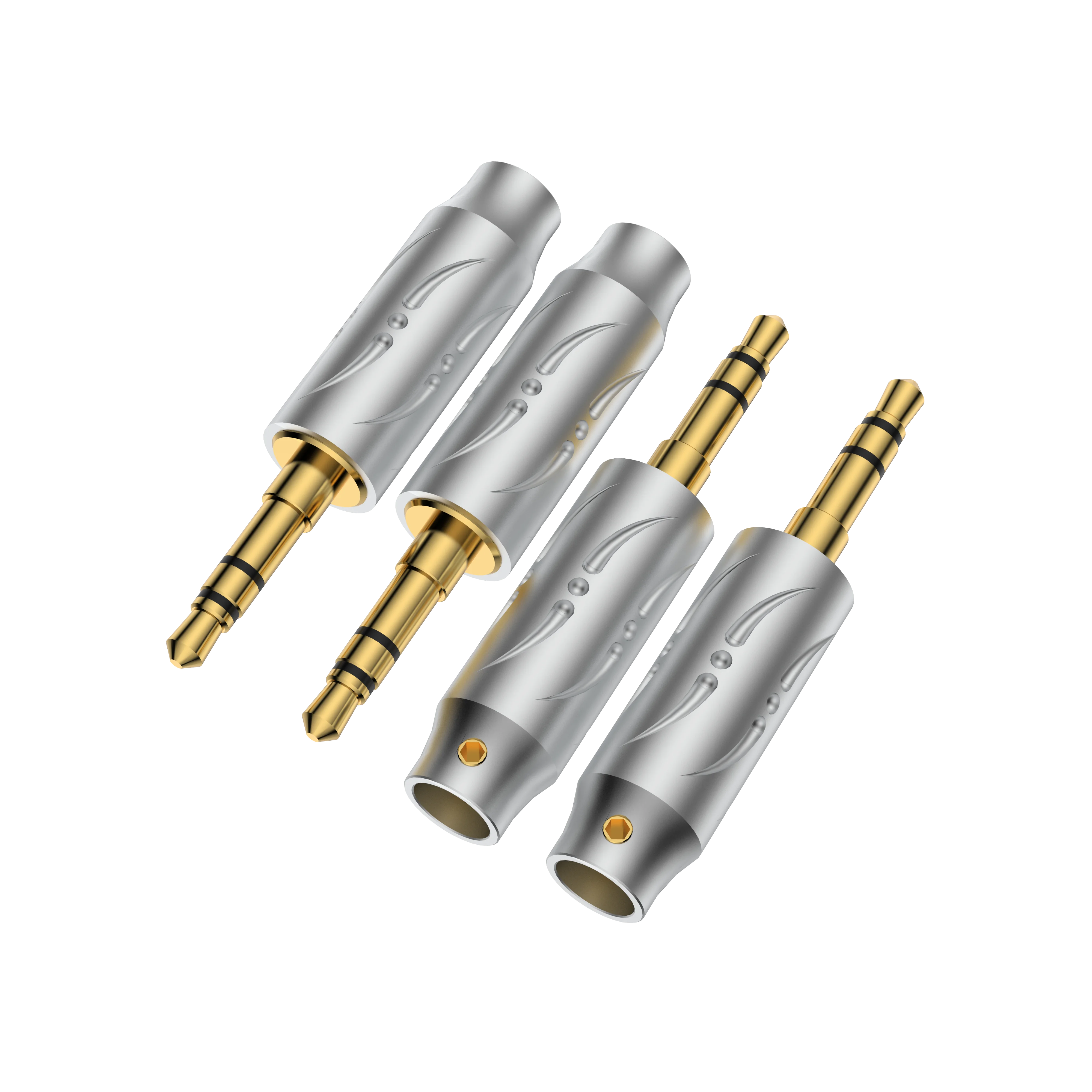 Viborg VH302G 3.5mm Stereo Jack Plug 4.4MM Balanced Audio Connector Gold/Rhodium Plated High Grade for Superior Sound Quality
