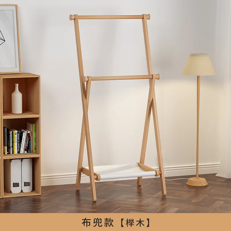 Solid wood floor coat rack Clothing store display rack Minimalist storage folding bed and breakfast bedroom hanger