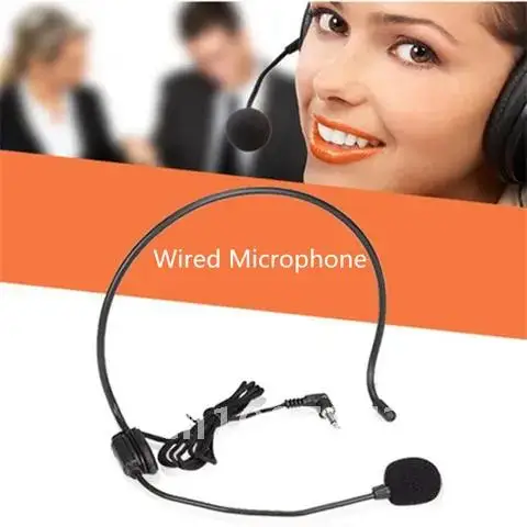 

Portable 3.5mm Universal Wired Headset Microphone Megaphone Loudspeaker Voice Amplifier for School Teacher Tour Guide Supplies