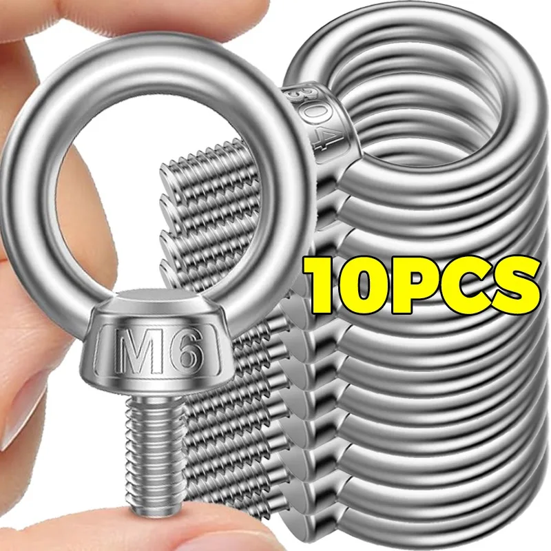 

1/10 шт. подъемные болты с проушиной из нержавеющей стали, крепежный болт с проушиной, садовые подвесные кольца, крепежные аксессуары M4/M5/M6/M8