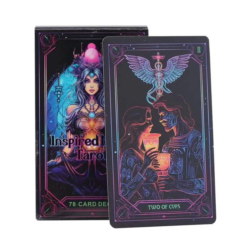 Tarot Oracle Cards 78 Pieces Inspired Neon Oracle Cards for Beginners English Version Fortune Telling Game for Holiday Family