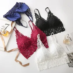 Lace Bralettes V-neck Non-wire Bras For Women Push-Up Bra Comfort Underwear Female Sexy Lingerie Padded Solid Color Brassiere