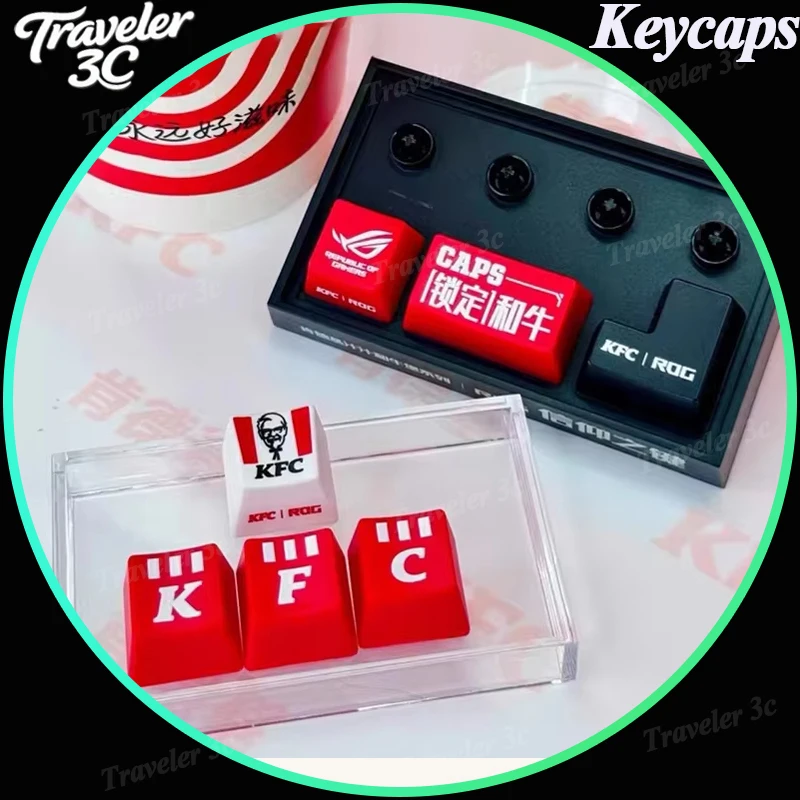 

Original Kfc Theme Keycaps Customized Mechanical Keyboard Keycaps ROG Gaming Collaboration Diy Model Anime Cartoon Keycaps PC