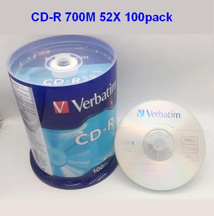 

Verbatim CD-R Disc Blank Silver CD Disk CDR Discs 80min 700MB 52X 100Pack