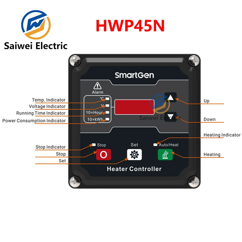 smartgen HWP45N forced circulation water heater is suitable for various engines with a displacement of (15~35) L