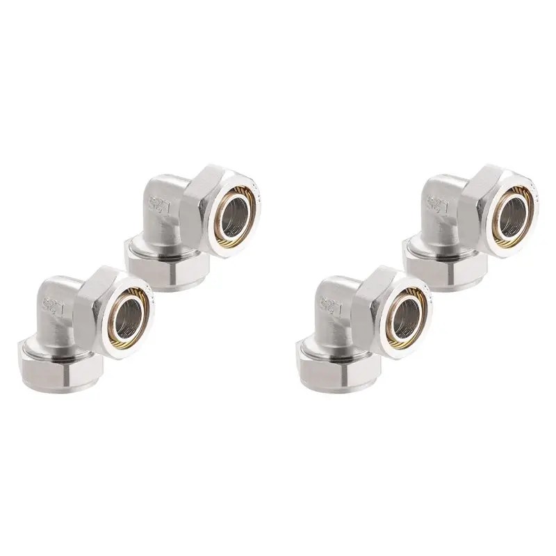 

ABUI-4PC 3/4Inch Elbow Air Piping Fittings, Brass-Nickel Plated, 200PSI, Air Fittings For Shop Garage Compressed