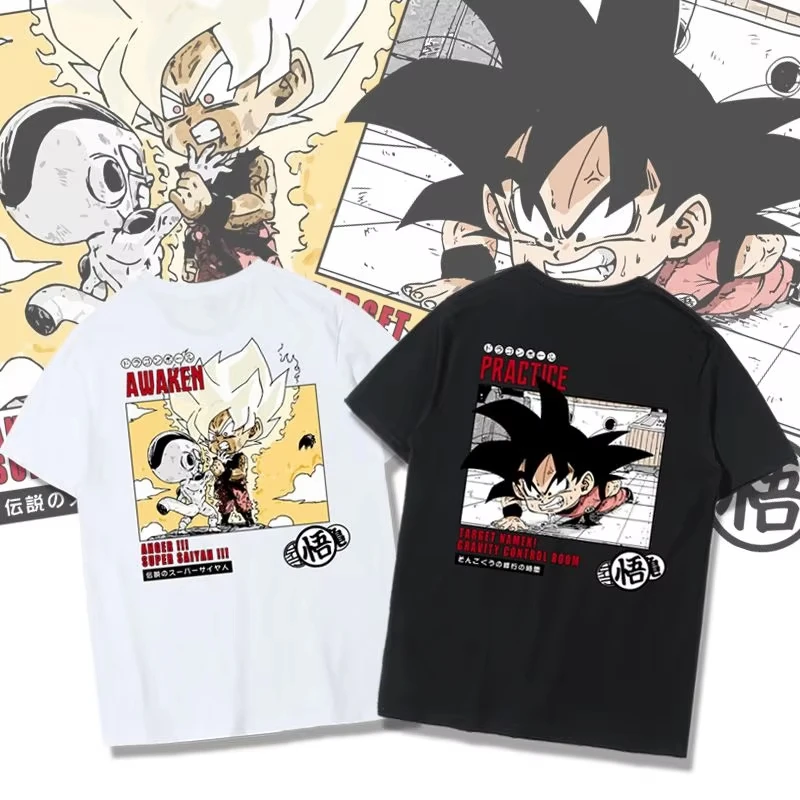 Camiseta de manga corta para hombre, estilo americano, de la marca Dragon Ball Tide, edición 2026, con estampado de Wukong y Frisa, ropa de animación.