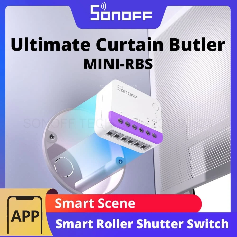 

SONOFF MINI-RBS Умный переключатель рольставней для штор, калибровка отклонения, интеллектуальное планирование и точное управление через матер ALexa