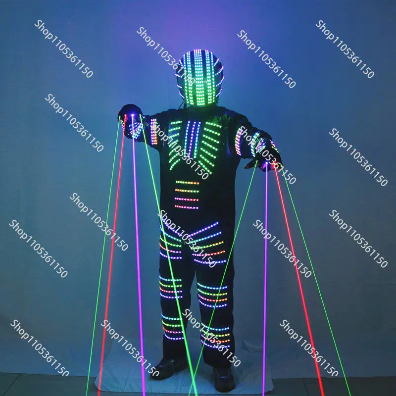 New LED robot luminous suit stage performance live broadcast laser gloves night bar performance cyber props