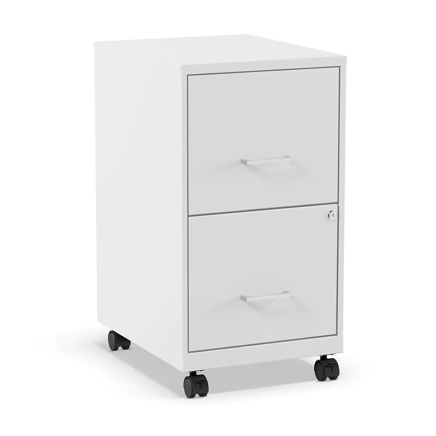 

2-Drawer Vertical File Cabinet, Letter Size Documents, Lockable & Mobile, 18.9" D x 14.3" W x 26.3" H, White, Customized