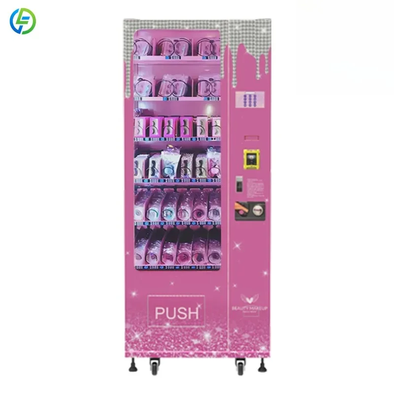 Factory Price Pink Makeup Vending Machine for Nail Art, Beauty Vending Machine with Credit Card Coin QR Code Payment Customized