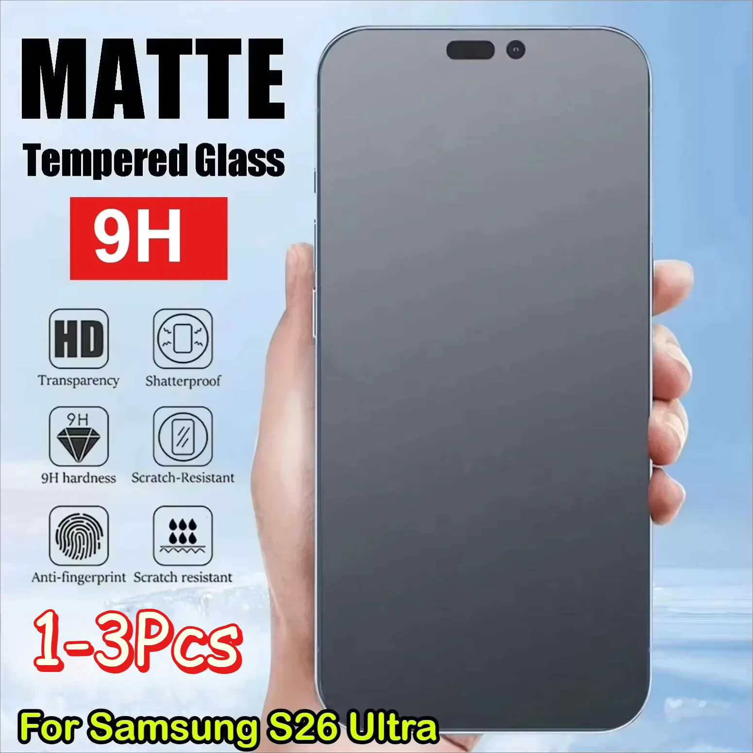 1-3pcs Matte Ultra‑thin Unlock Hard 9H Tempered Glass Protector for Samsung Galaxy S26 S25 Edge S24 S23 FE S22 Ultra Screen Film