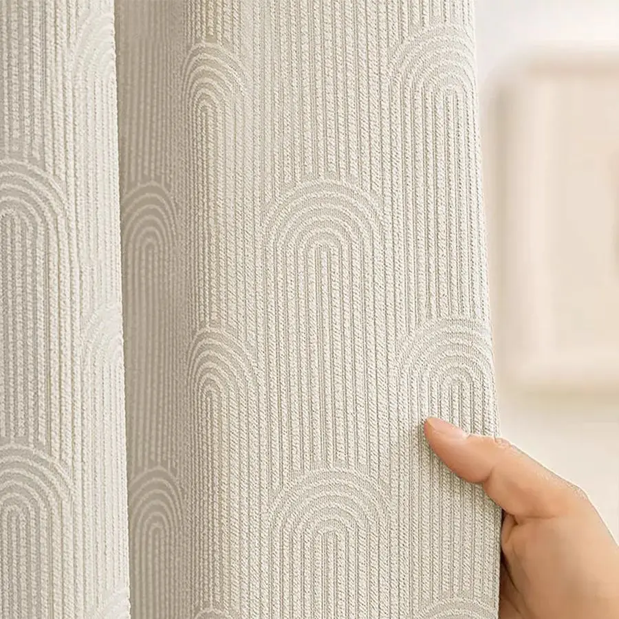 

Shower Curtain Cotton Texture Mid Century Minimalist Arch Shower Curtain for Bathroom, Greige,72 W X 78 L