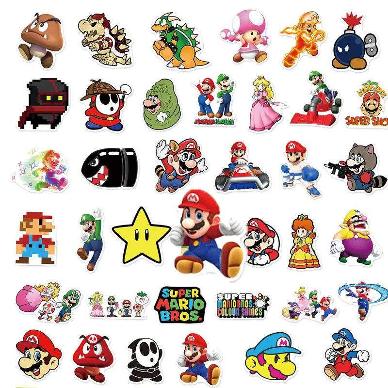 Mario Gioco Cartoon Decal Stickers Set Impermeabile per Laptop Notebook Skateboard Frigo Telefono 10/30/50/100 Cartoon Decal Sticker