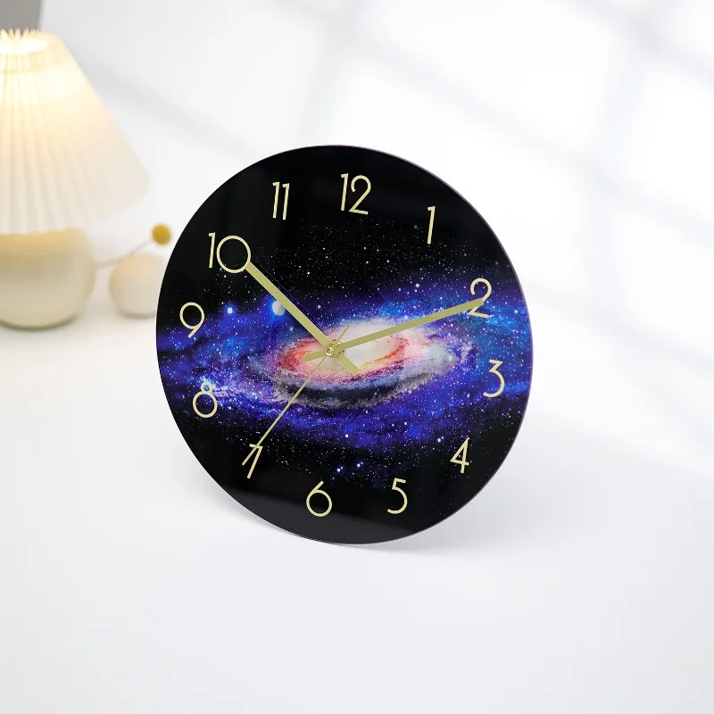 Cosmic starry sky luminous wall clock three-dimensional acrylic bedroom living room decoration silent wall clock