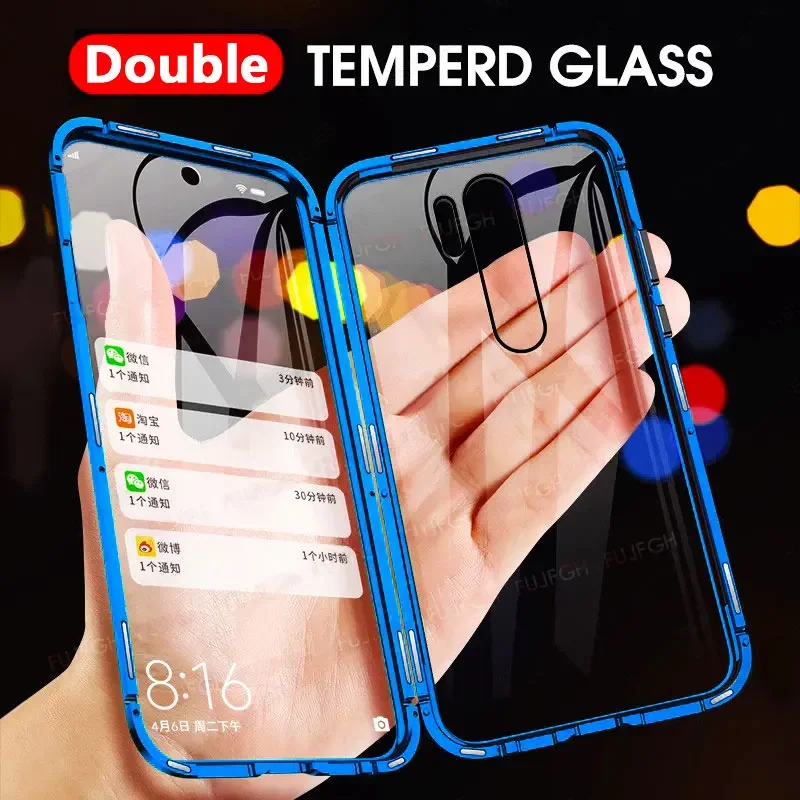 Double Sided Glass Magnetic Case For Xiaomi Redmi Note 9 Pro 9s 8 7 Pro Redmi 8 9 9A K20 Mi 10T Lite 9T Note 10 Pro Magnet Cover