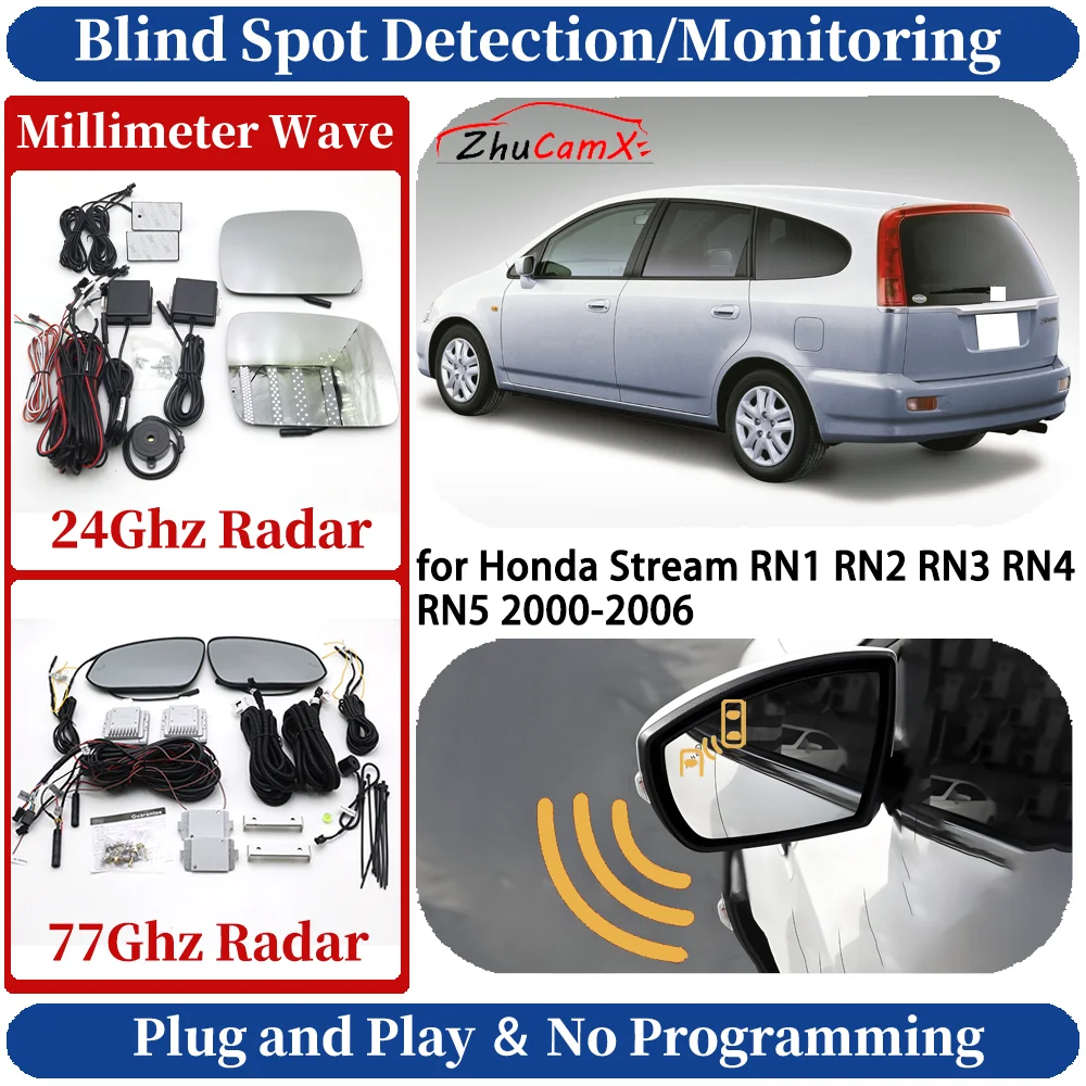Blind Spot Monitoring/Detection System for Honda Stream RN1 RN2 RN3 RN4 RN5 Night Driving Side Lane Change Warning Light Assist