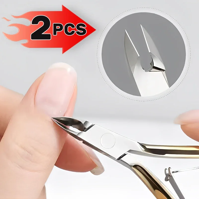 1/2Pcs Stainless Nail Scissors Profession Remove Dead Skin Cuticle Nails Clipper Silver Golden Convenient Trimming Manicure Tool