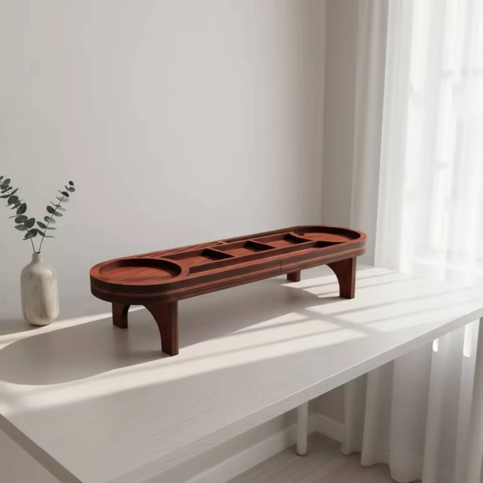 Wooden Desk Organizer Tray Raised Desk Organizer with Legs Compact Smooth for Professionals, Office, Study