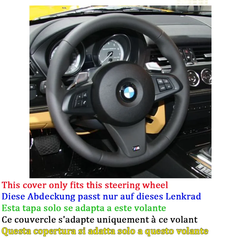 Black Artificial Leather Hand Sew Wrap Soft Leather Car Steering Wheel Cover for BMW Z4 E89 2009 2010 2011 2012 2013 2014 2015