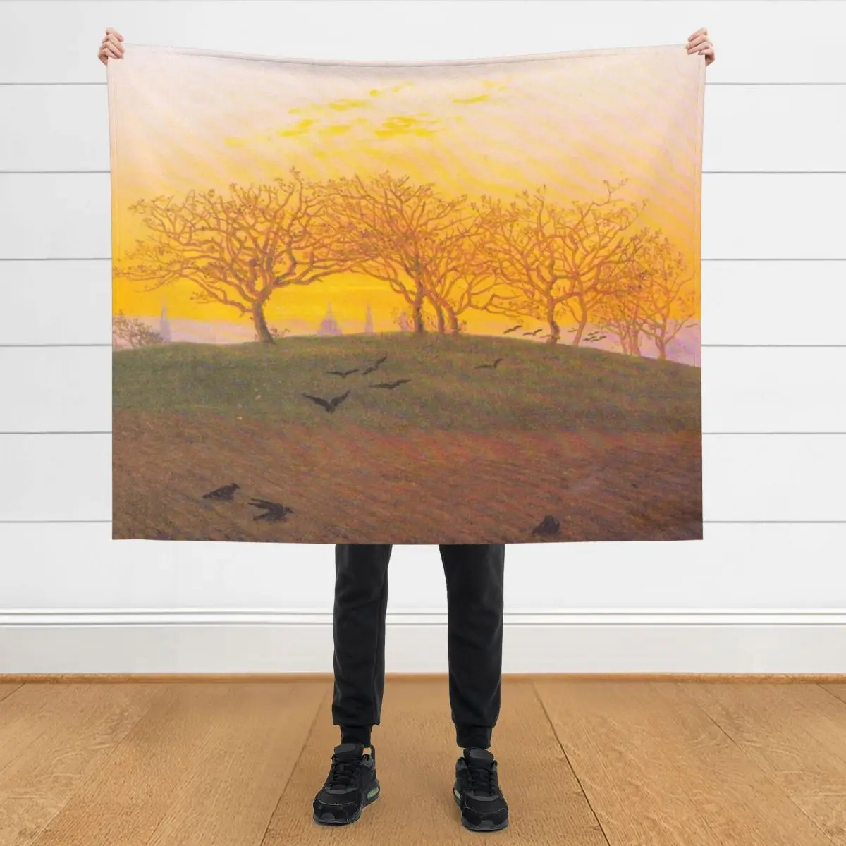 

HD CASPAR DAVID FRIEDRICH - Sunset Hill Throw Blanket Multi-Purpose Winter beds Custom Shaggy Blankets