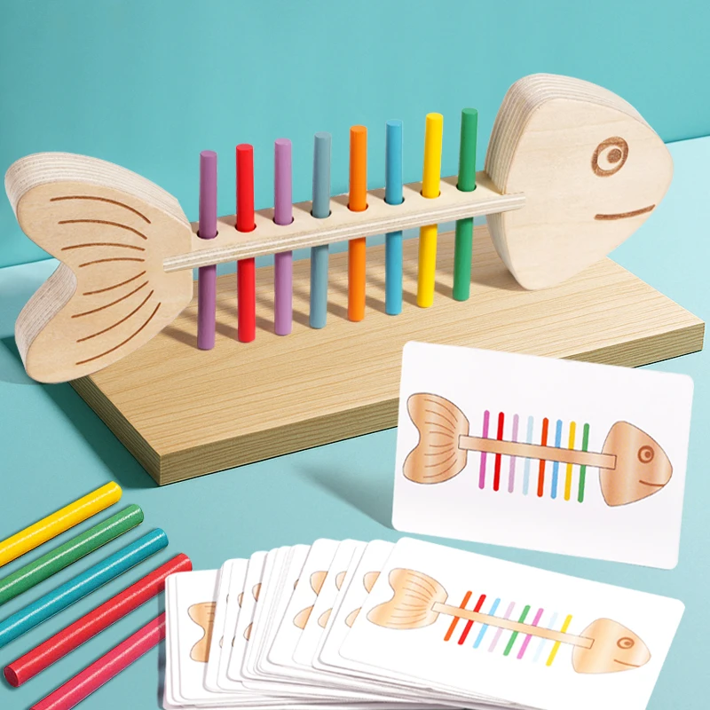 Montessori Color Matching Sensory Toys Wooden Balance Stick Fine Training Game Puzzle Toy For Boys Girls Birthday  Gift
