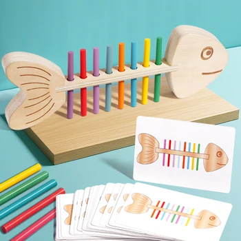 Montessori Color Matching Sensory Toys Wooden Balance Stick Fine Training Game Puzzle Toy…
