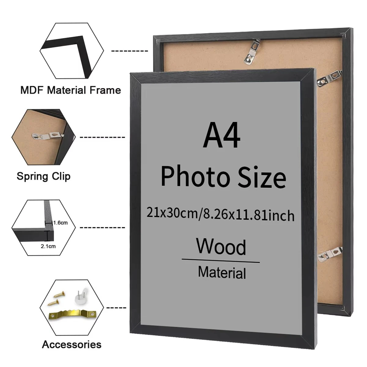 21x30cm & 30x40cm Black Photo Frame Hung on Wall White Photo Frame Poster Certificate Canvas Canvas Display Frame Picture Decor