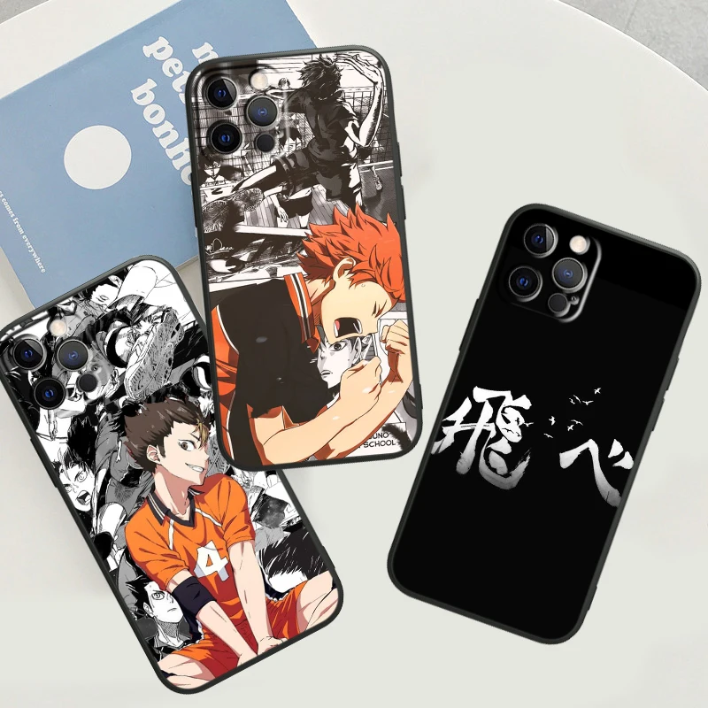 Anime Haikyu Cartoon Boy Black Phone Case For Apple iPhone 15 14 13 12 11 Mini XS XR X Pro Max 8 7 6 Plus Funda